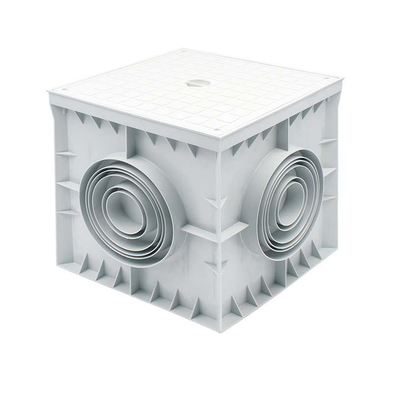 ARQUETA C/TAPA CIEGA GRIS 4 SALIDAS 200X200X200 MM 