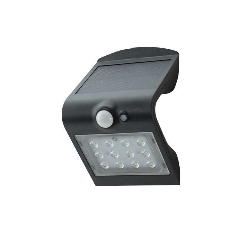 APLIQUE SOLAR PARED CON SENSOR 1,5W NEGRO