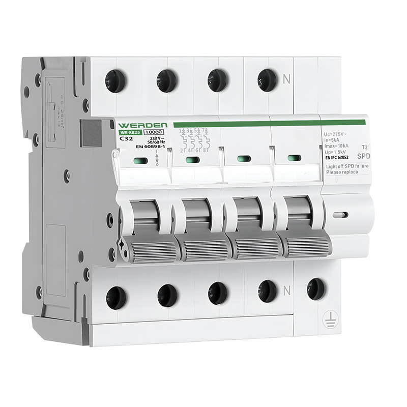 PROTECTOR COMBI SOBRETENSIONES P+T. + IGA 4P, 32A, 10kA CLASE C