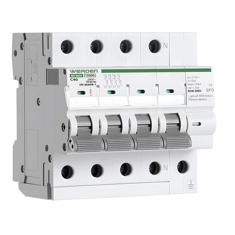 PROTECTOR COMBI SOBRETENSIONES P+T. + IGA 4P, 40A, 10kA CLASE C