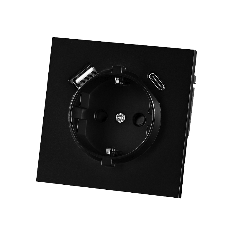 BASE SCHUKO USB A+C 2,1 A EMPOTRAR SOHO - NEGRO SOFT 