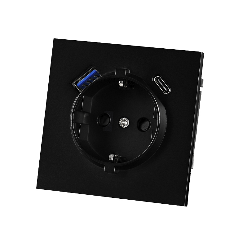BASE SCHUKO USB A+C 4 A EMPOTRAR SOHO - NEGRO SOFT 