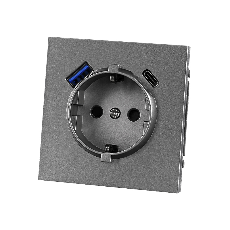 BASE SCHUKO USB A+C 4 A EMPOTRAR SOHO - GRIS